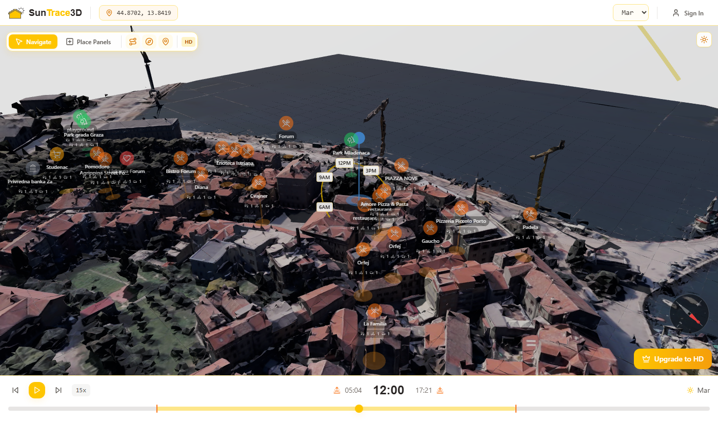 Solar energy calculation API response